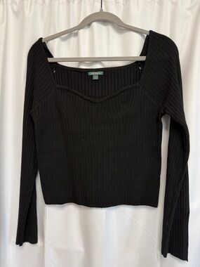 wild fable Black Ribbed Cropped Sweater